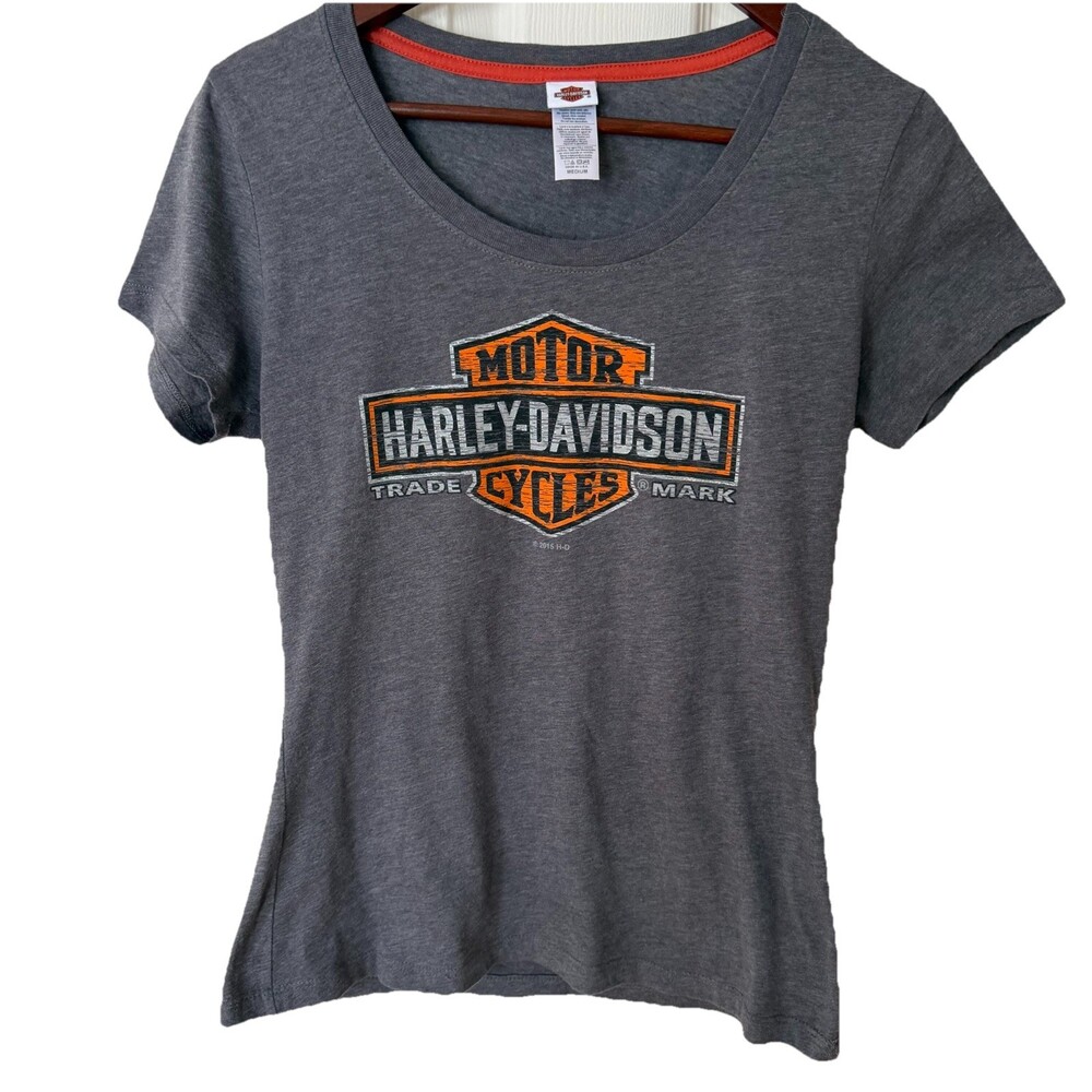Harley-Davidson Women’s M Grey Graphic T-Shirt Bar & Shield Logo Vermont